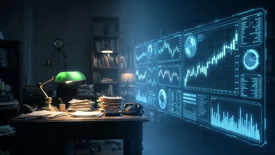 Traditional B-Book broker trading desk with charts and analytics